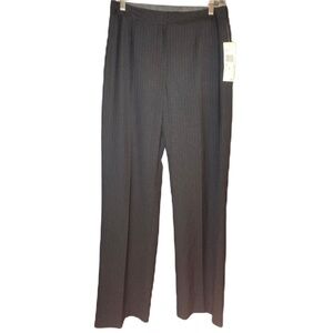 NWT Kasper Black and Gray Pinstripe Trousers Classic Straight-Leg Size 4